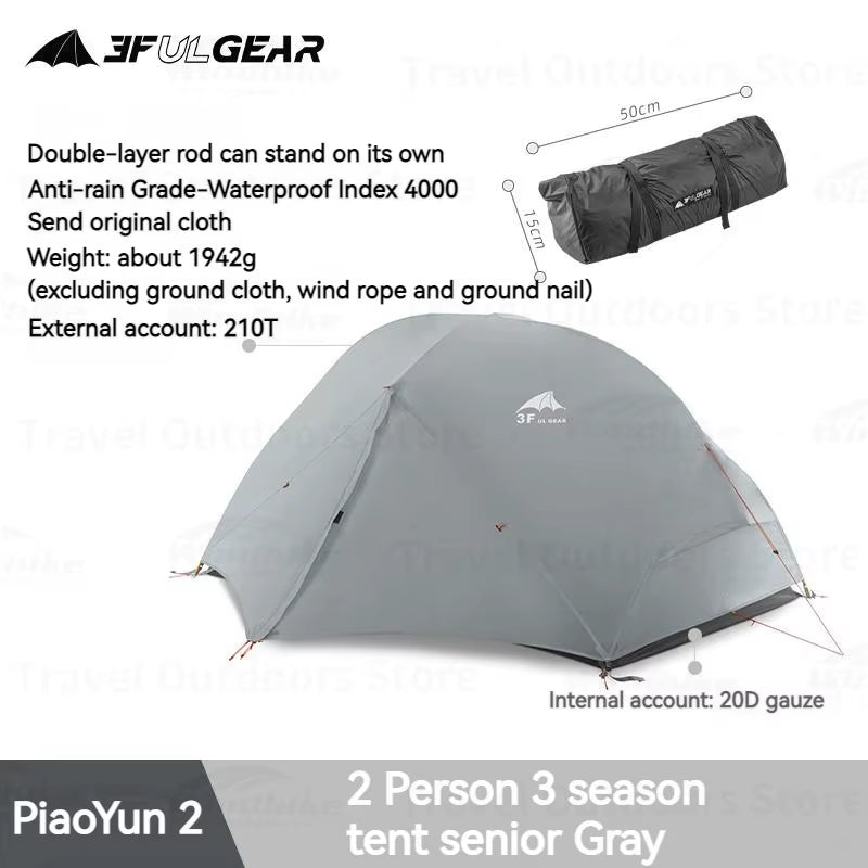 Elevate Your Camping Experience with the 3F UL GEAR Ultralight Floating Cloud 2-Person Waterproof Tent – Perfect for 3/4 Season Adventures!