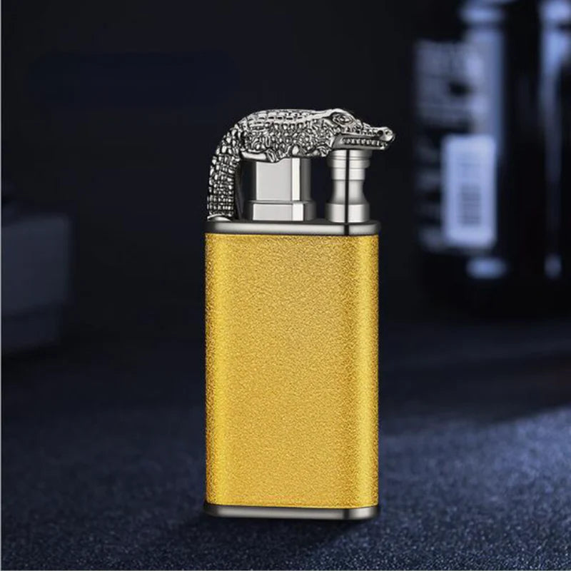 Dropshipping VIP Link Creative Dragon Double Fire Lighter Jet Flame Open Fire Windproof Inflatable Crocodile Lighter Men'S Gift