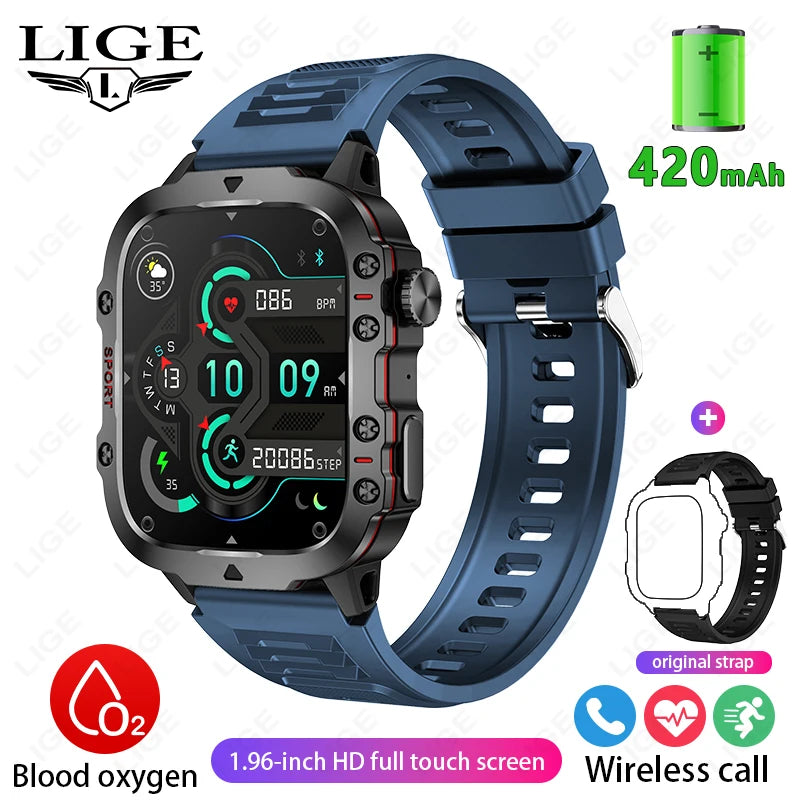 Smart Watch Men 2.01" Screen Lp68 Waterproof Watches Outdoor Rugged Military Bluetooth Call Smartwatch for Android Los