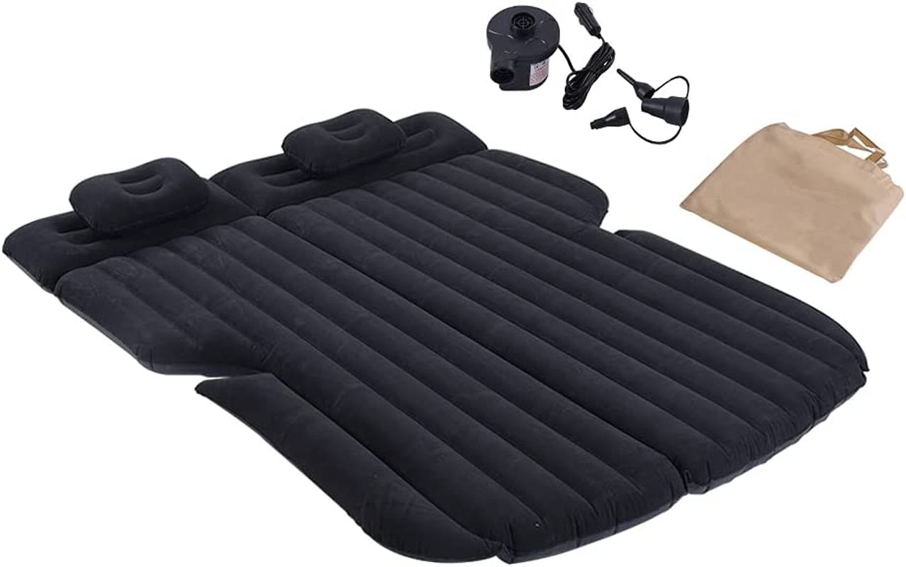 Inflatable Car Mattress for Back Seat with Auto Air Pump - Portable Camping Sleeping Pad (SUV Black)