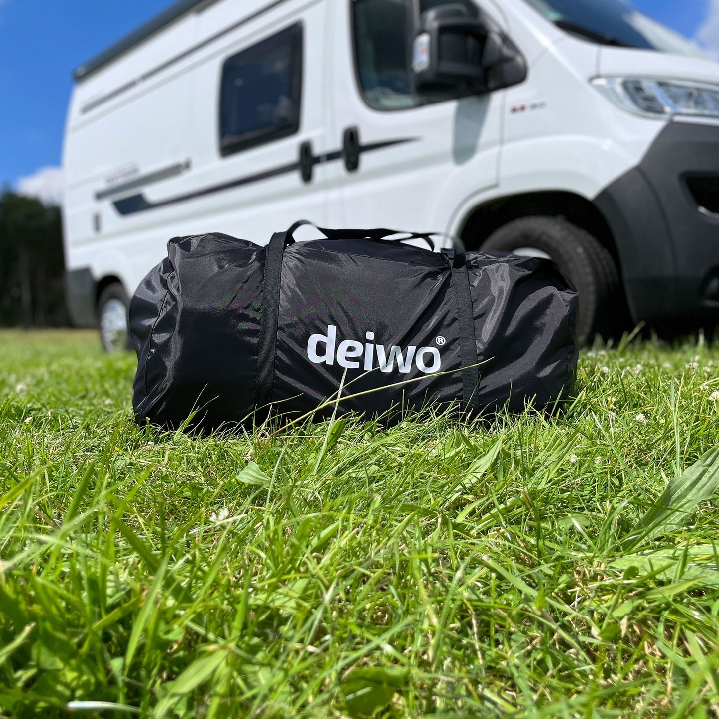 Geräumiges Seitenzelt 220x250 cm für Camping und Wohnwagen - Luftvorzelt mit 7mm Keder