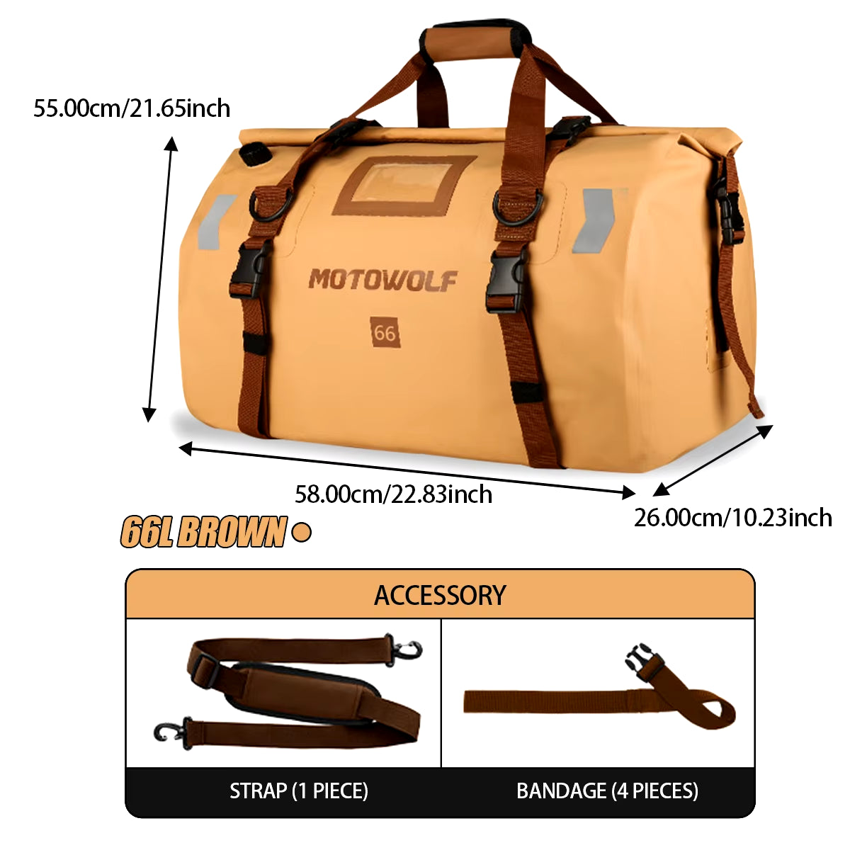 Motorcycle Dry Bag Waterproof Reflective Tail Duffle Bag Skiing Travel Hiking Camping Boating Riding Fishing Outdoor Luggage