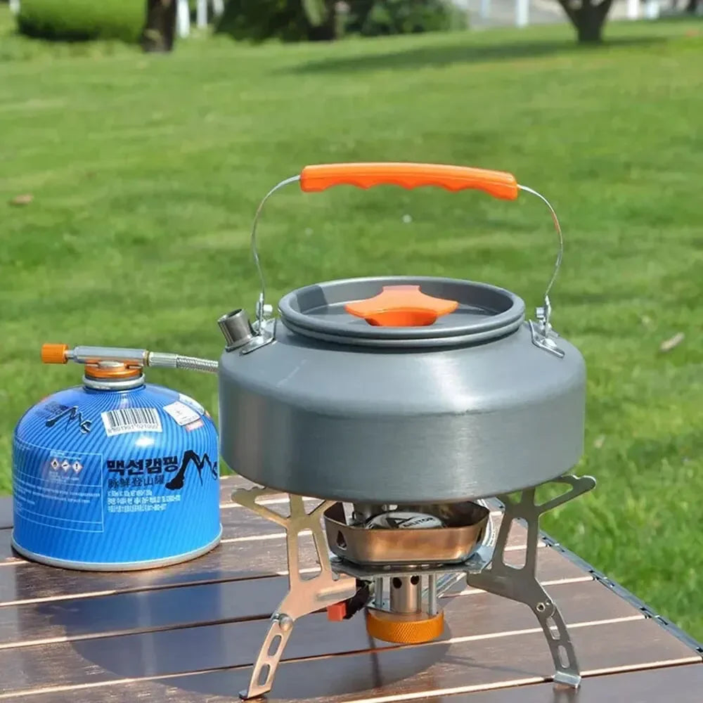 Y1 Kettle Camping Cooker 1.1L Teapot Coffee Pot Picnic Teapot Portable Tea Brewing Camping Tea Stove Camping Outdoor Cookware
