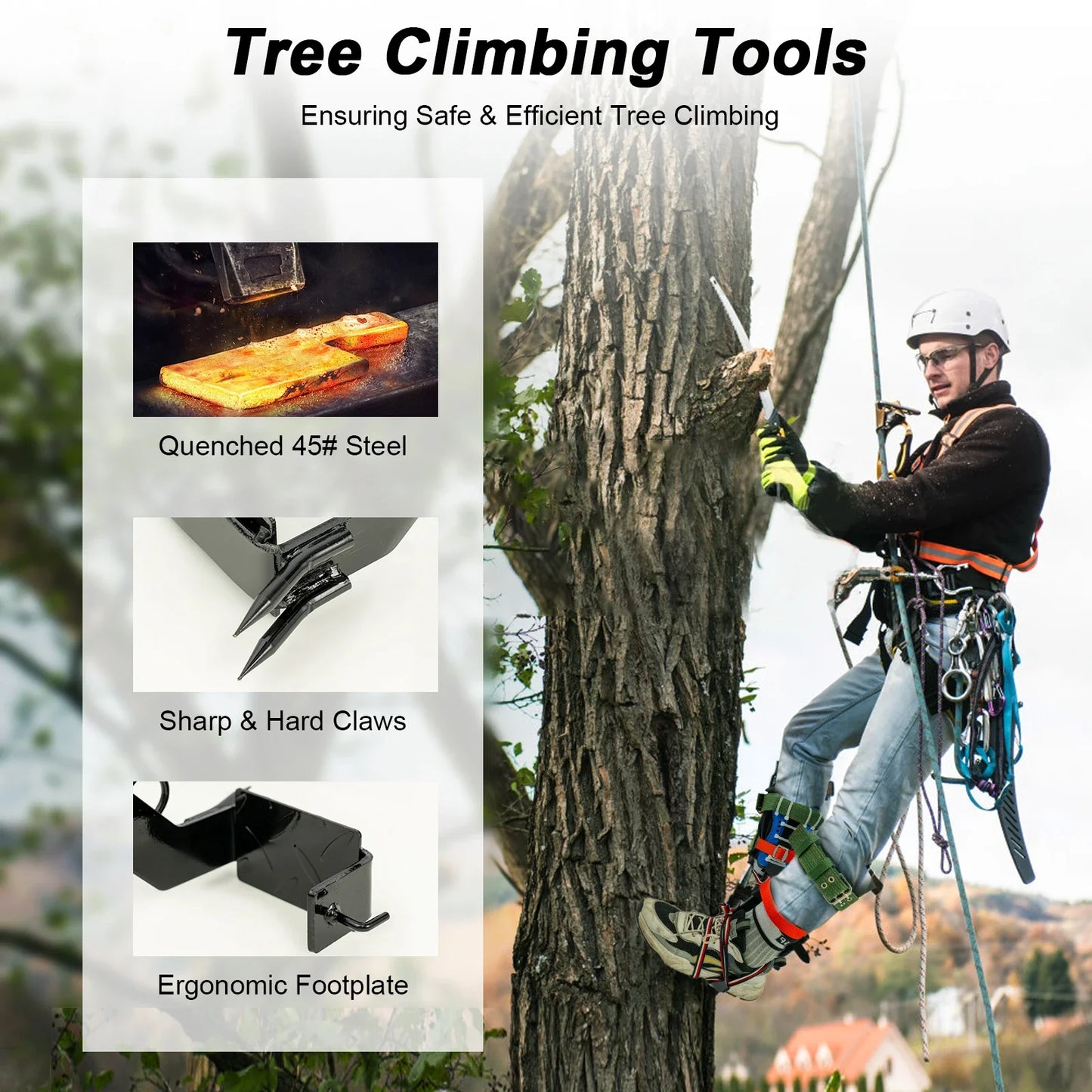 Tree Pole Climbing Spike Set Climbing Spurs with Safety Belt Rope Adjustable Climbing Tools Outdoor Tools Multitool