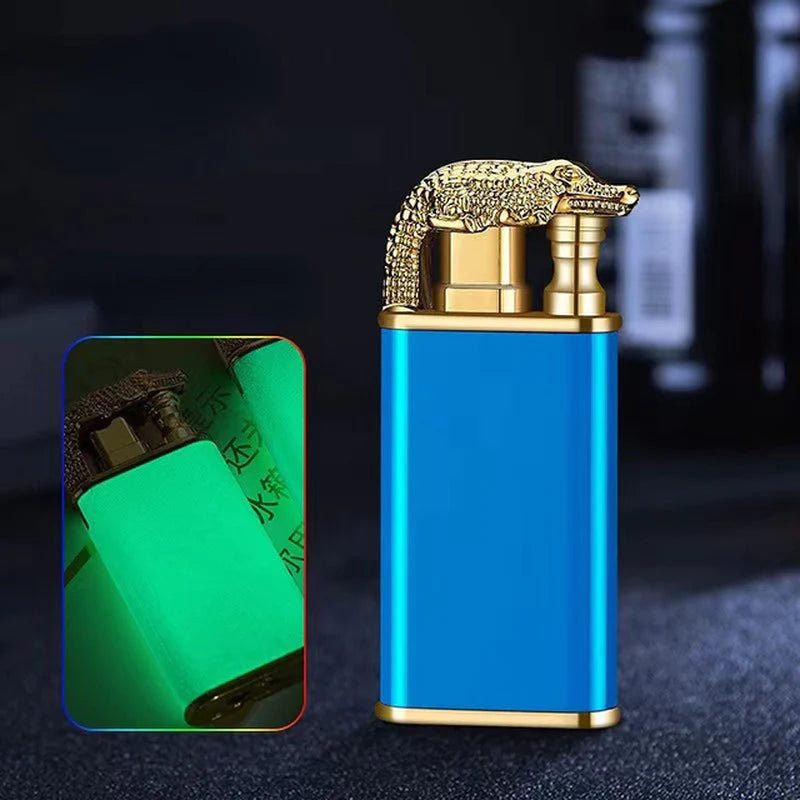 Dropshipping VIP Link Creative Dragon Double Fire Lighter Jet Flame Open Fire Windproof Inflatable Crocodile Lighter Men'S Gift