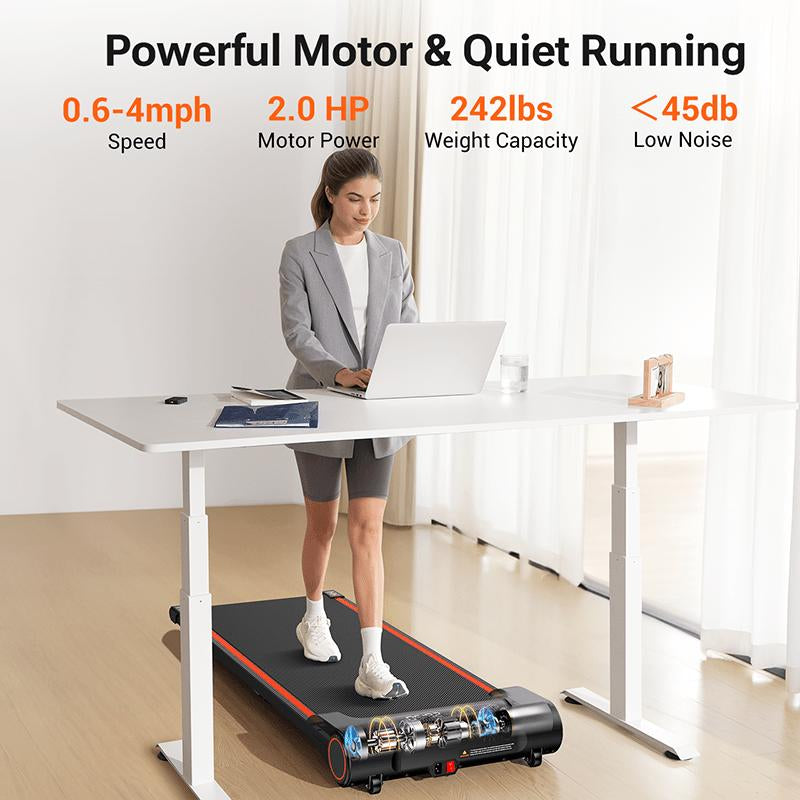 Urevo E2 Walking Pad, under the Desk Treadmill Smart Home Low Noise Walking Pad, Light Removeable Space-Saving Treadmill Indoortreadmill