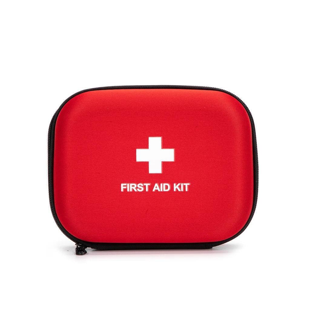 Compact Travel First Aid Kit with essential safety supplies, portable and lightweight.