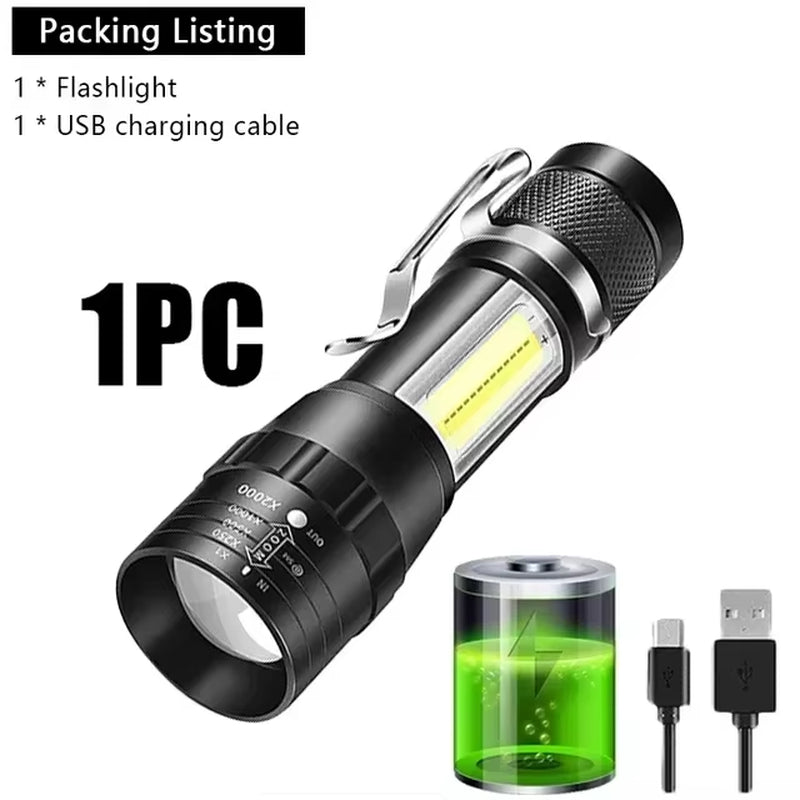 Ultra Bright 2000 Lumens Mini Rechargeable LED Tactical Flashlight - Waterproof & Adjustable Focus