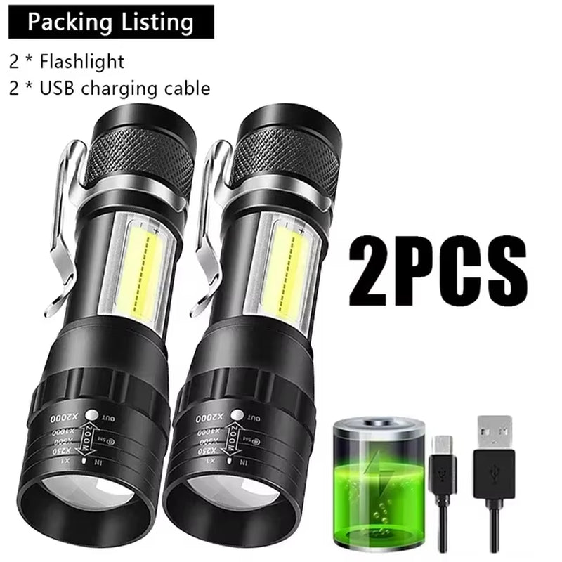 Ultra Bright 2000 Lumens Mini Rechargeable LED Tactical Flashlight - Waterproof & Adjustable Focus