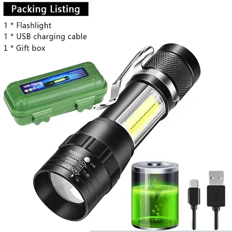 Ultra Bright 2000 Lumens Mini Rechargeable LED Tactical Flashlight - Waterproof & Adjustable Focus