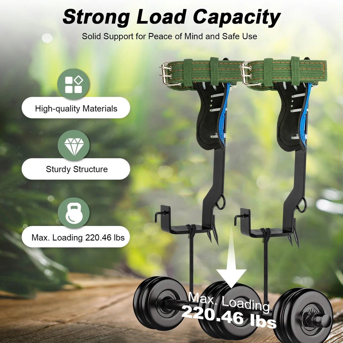 Tree Pole Climbing Spike Set Climbing Spurs with Safety Belt Rope Adjustable Climbing Tools Outdoor Tools Multitool