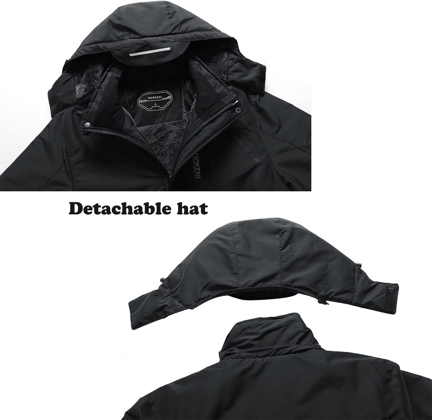 Men's Waterproof Ski Jacket - Insulated Winter Coat with Hood