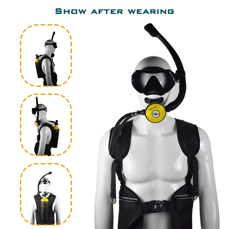 Lightweight 2L waterproof scuba tank for men, diving gear