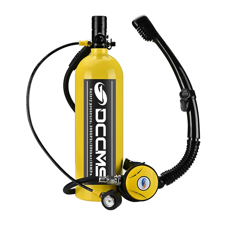 Lightweight 2L waterproof scuba tank for men, dive ready.