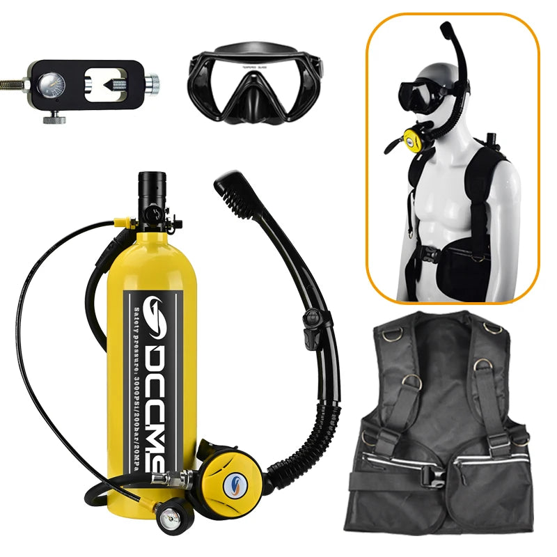 "Lightweight 2L Waterproof Scuba Tank for Men, Diving Gear"