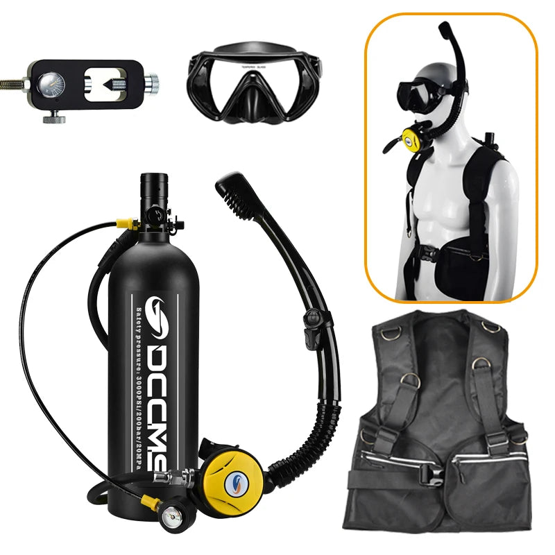 Lightweight 2L waterproof scuba tank for men, blue color