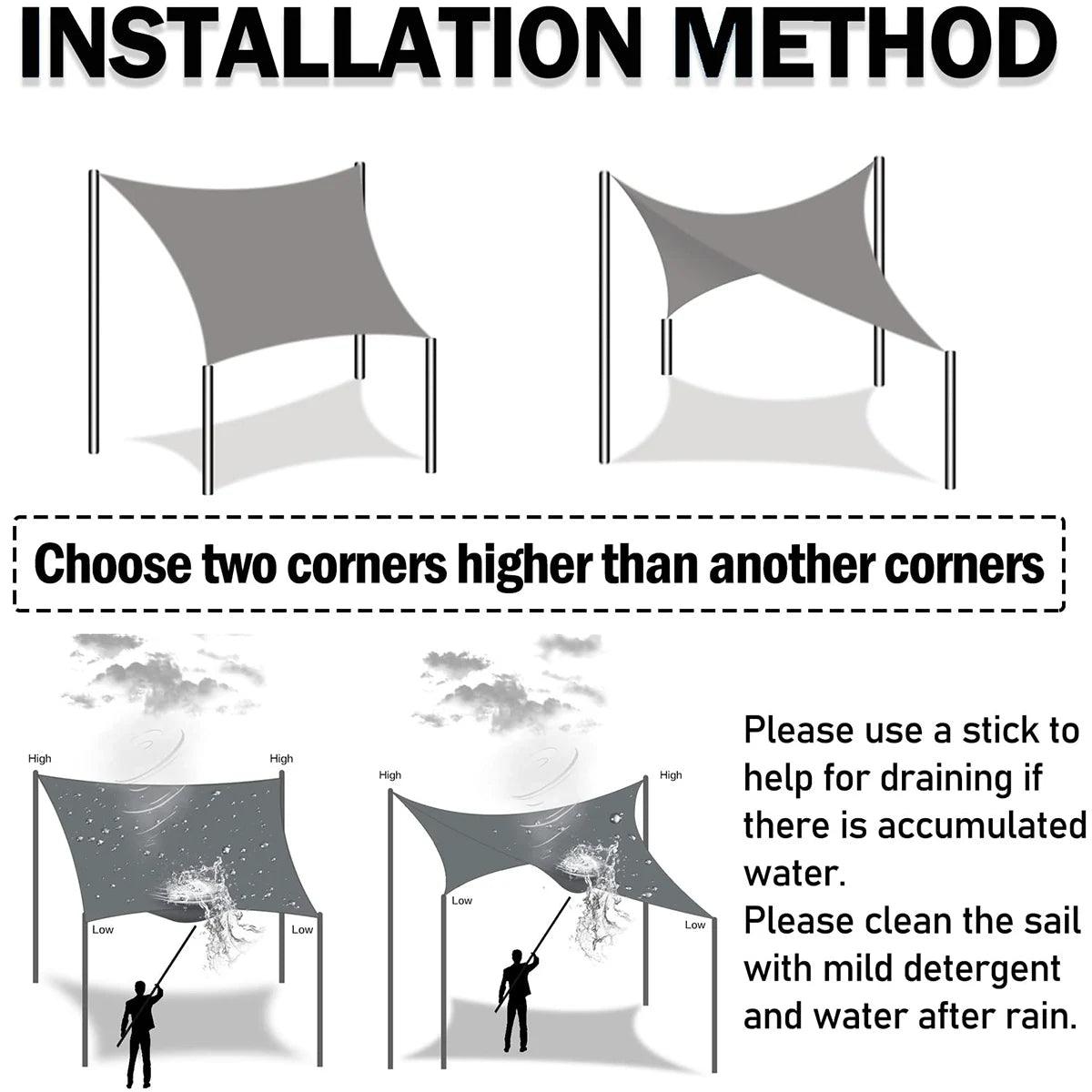Waterproof Rectangular Shade Sail for Outdoor Space