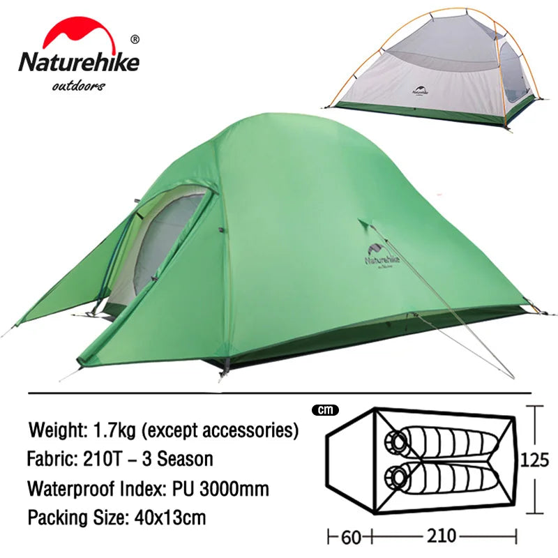 Naturehike Cloud Up Tent, compact and waterproof, displayed.