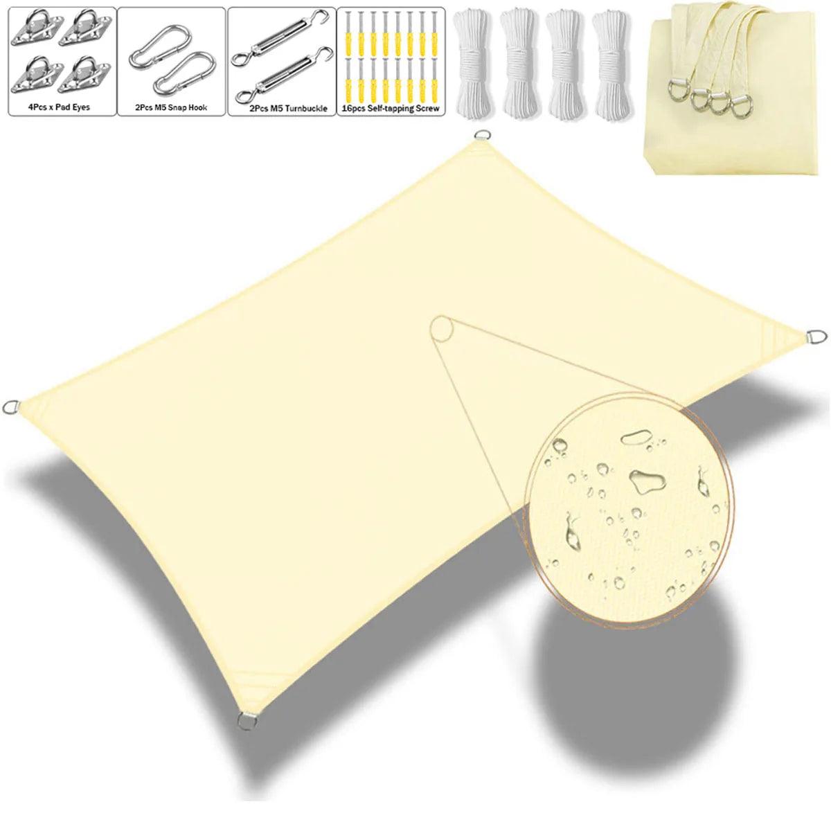 Waterproof Rectangular Shade Sail for Outdoor Spaces