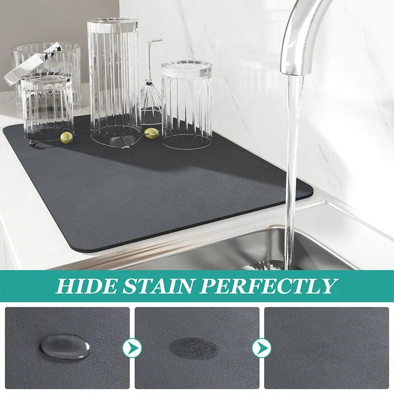 "Men's durable synthetic velour kitchen mat, non-slip rubber base."
