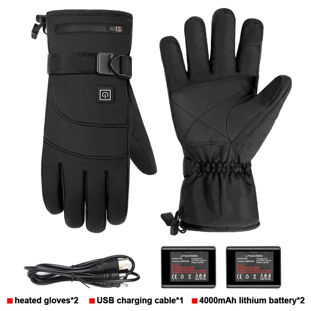 Men's waterproof heated gloves, touch-screen ready