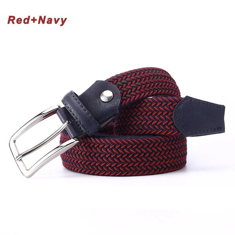 Premium men's stretch leather belt displayed on a plain background.