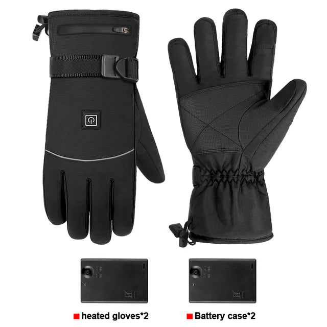 Men's waterproof heated gloves with touch-screen capability