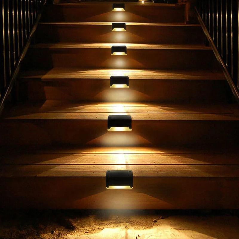 Efficient LED solar stair lights for outdoor safety.