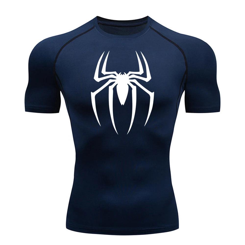 "Men's Spiderman compression shirt with UV protection"