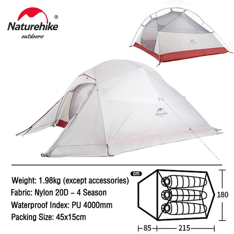 Naturehike Cloud Up Tent, compact and waterproof, displayed outdoors