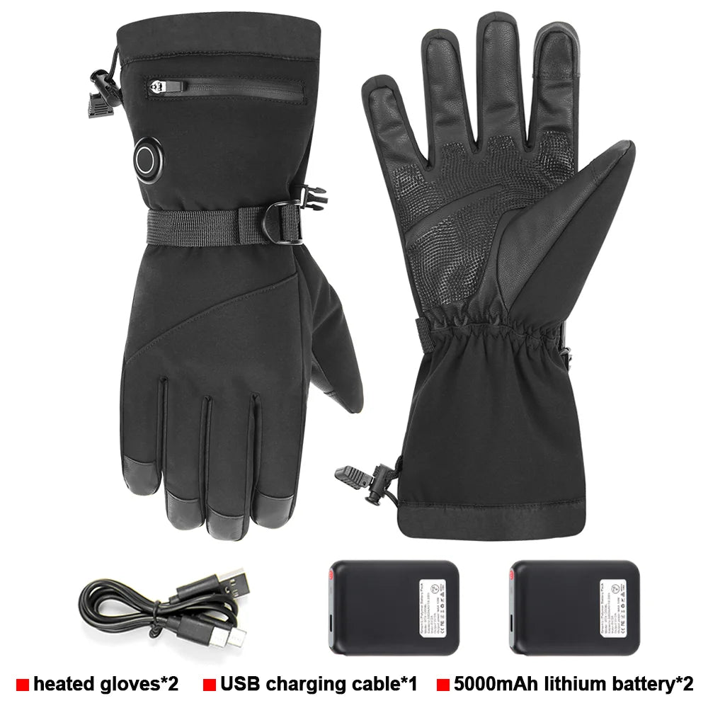 Men's heated waterproof gloves with touch-ready fingertips