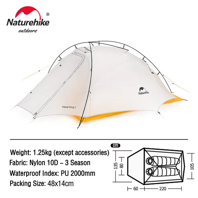 Naturehike Cloud Up Tent, compact and waterproof, displayed outdoor