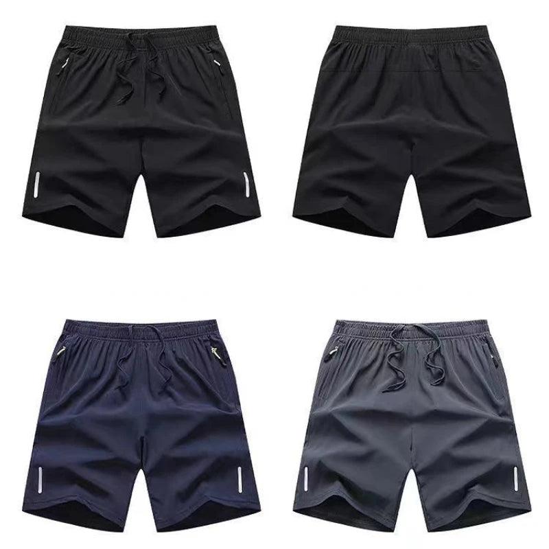 Lightweight quick-dry men's beach shorts on white background