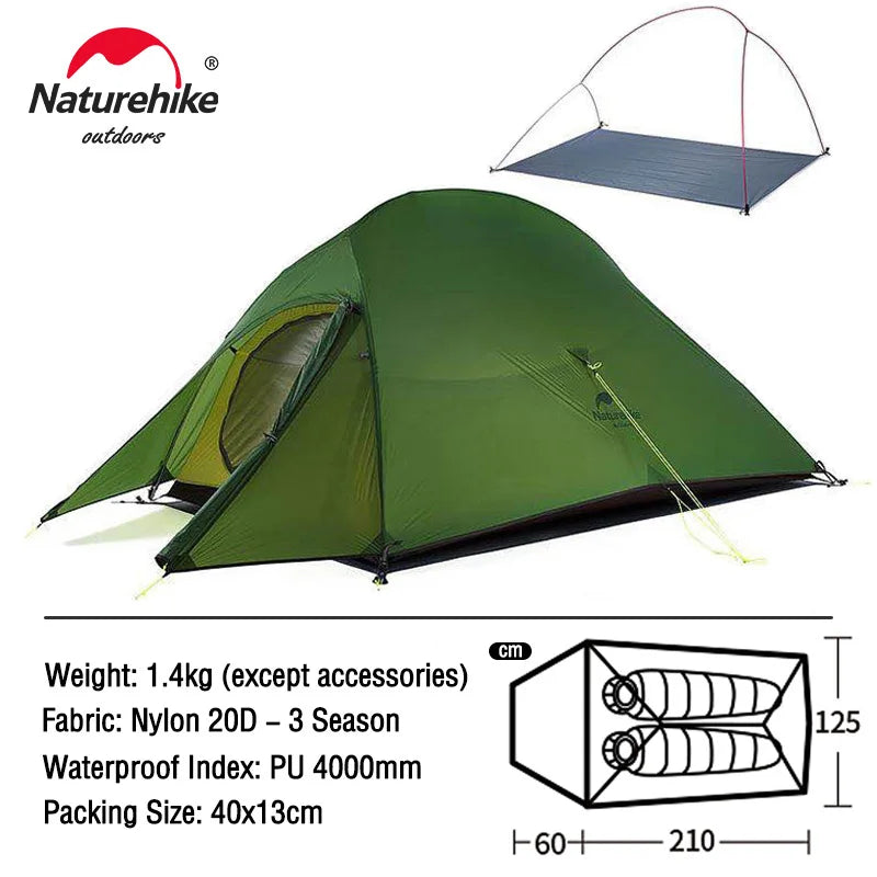 Naturehike Cloud Up compact waterproof tent on grass.