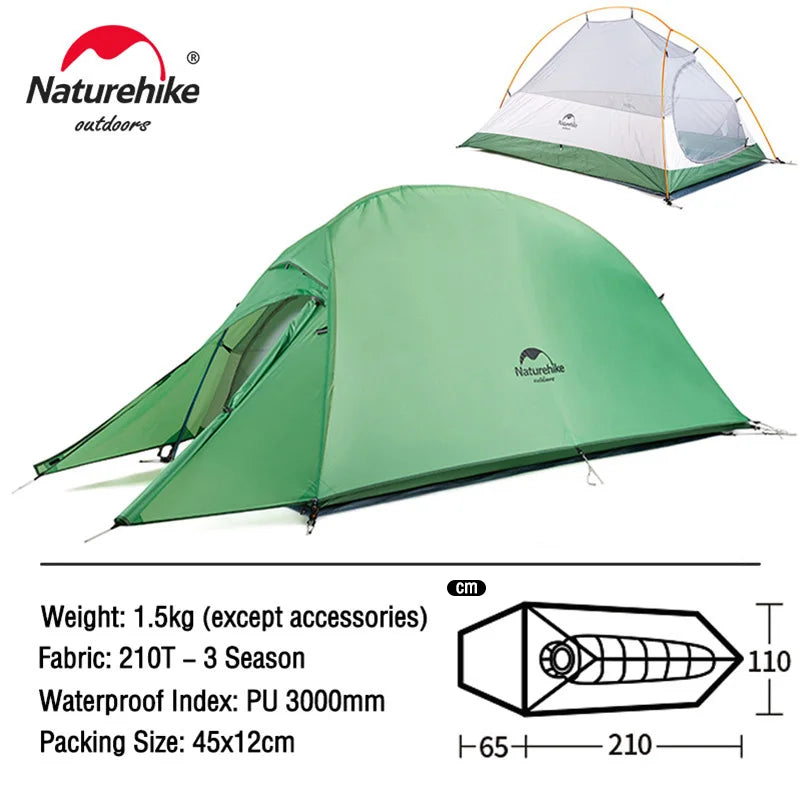 Naturehike Cloud Up Tent, compact and waterproof for camping