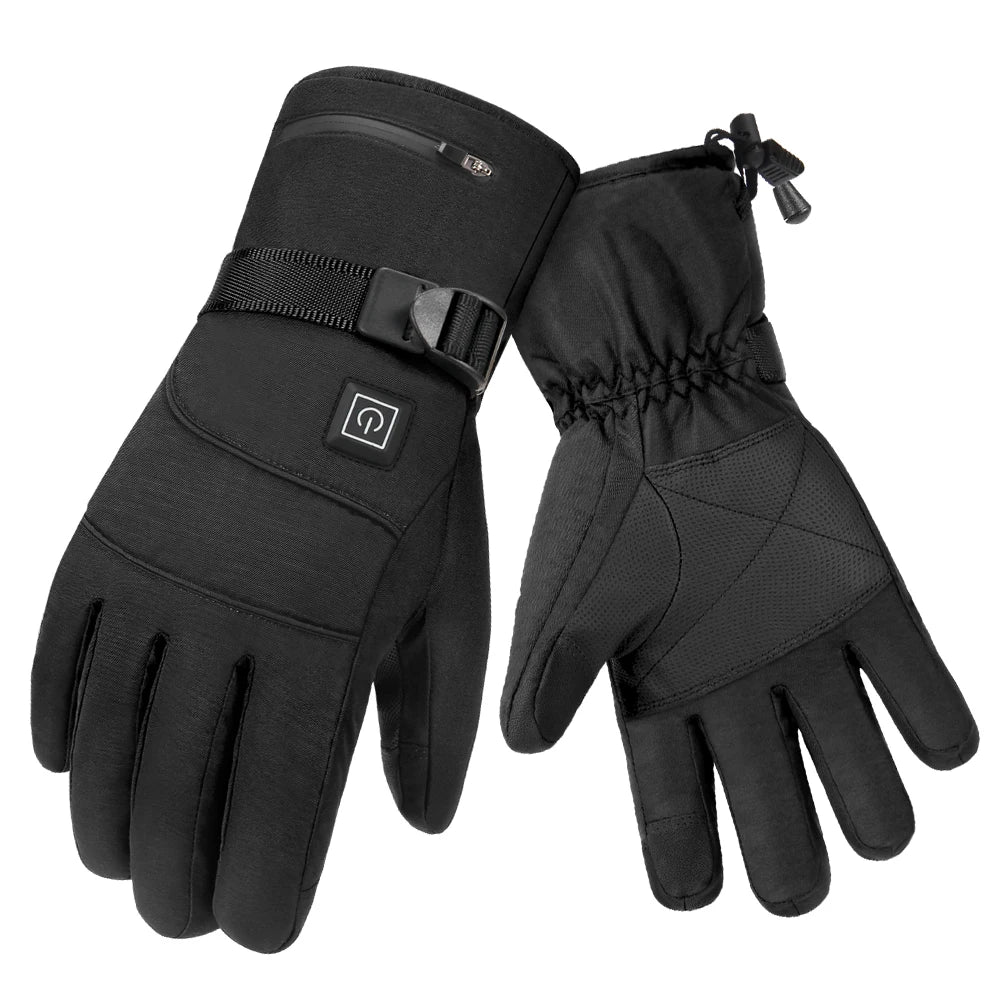 Men's waterproof heated gloves with touch screen capability
