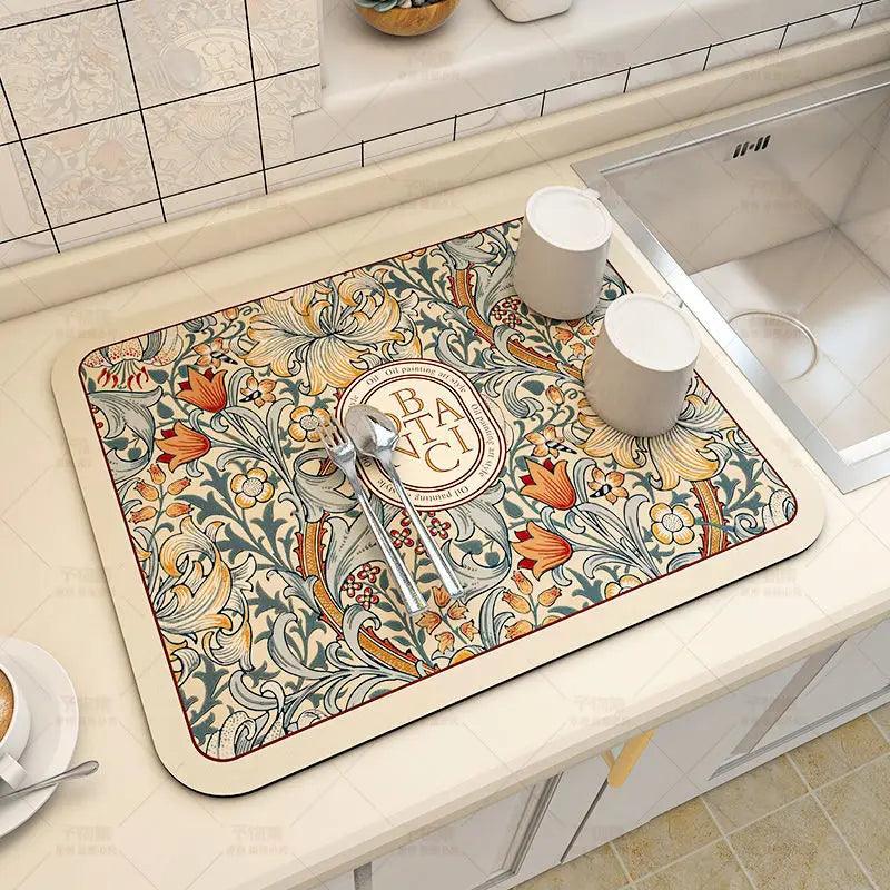 Men's waterproof synthetic velour kitchen mat, non-slip rubber base.