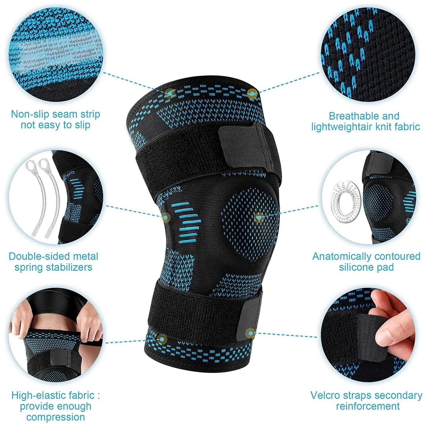 Premium knee compression sleeve for men, ACL & MCL support aid.
