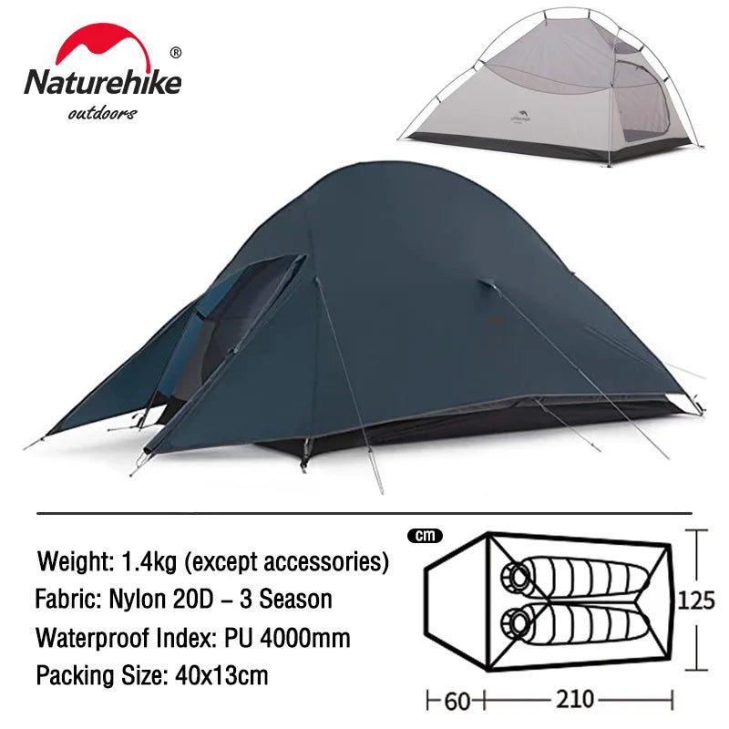 Naturehike Cloud Up Tent, compact and waterproof, displayed outdoors.