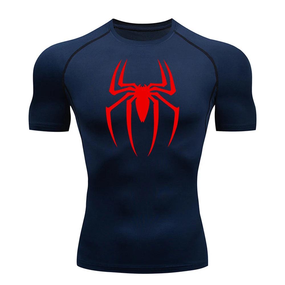 Men's Spiderman-themed UV protection compression shirt