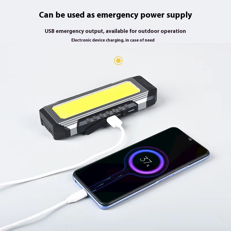 Portable Camping Flashlight COB Repair Work Light with Magnet Rechargeable Waterproof Emergency Power Bank High Bright Torch Lam