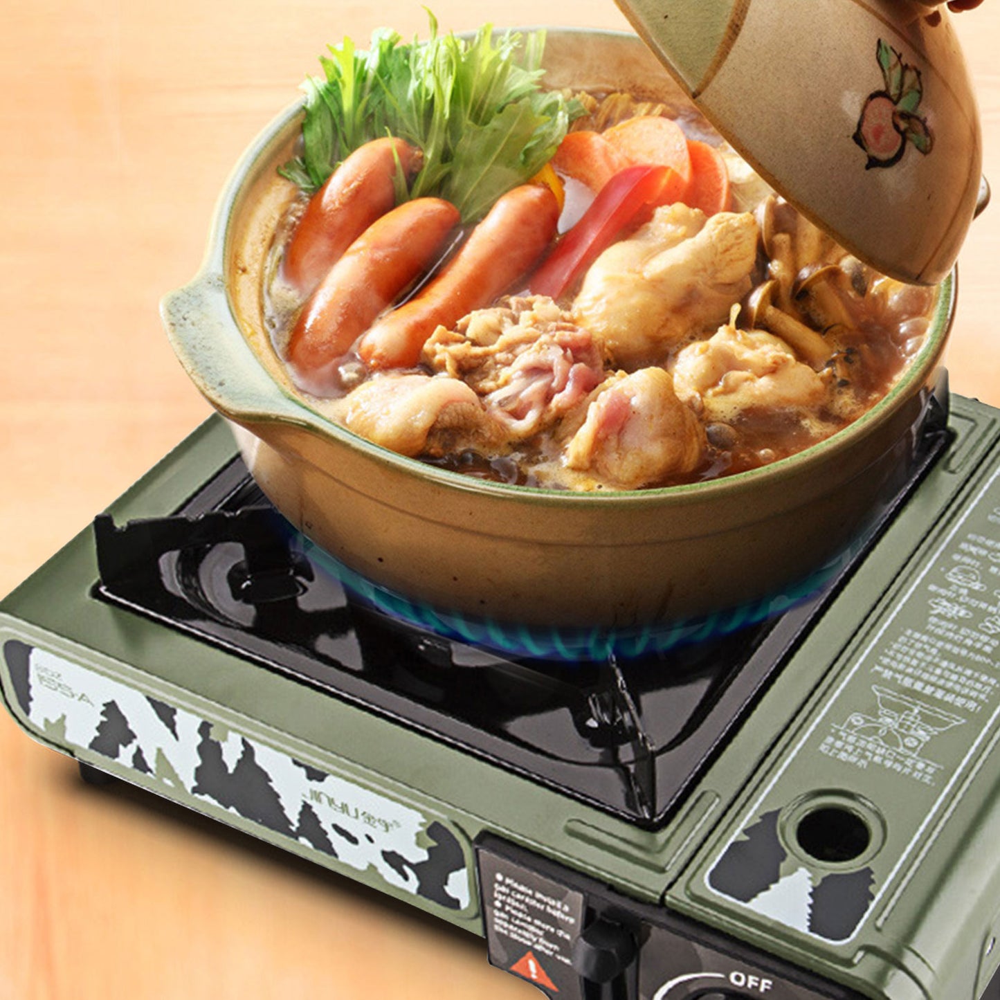 Portable Gas Stove with Map Hot Pot Waska Fuel Tank Barbecue Outdoor Camping Stove