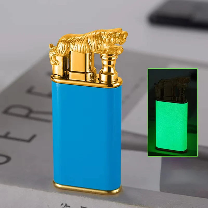 Dropshipping VIP Link Creative Dragon Double Fire Lighter Jet Flame Open Fire Windproof Inflatable Crocodile Lighter Men'S Gift
