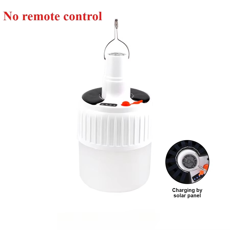 Camping Lantern Solar LED Light DC Fast Charging Portable Bulb 5Lighting Modes Tent Hanging Bulb for Outdoor Hiking Emergency