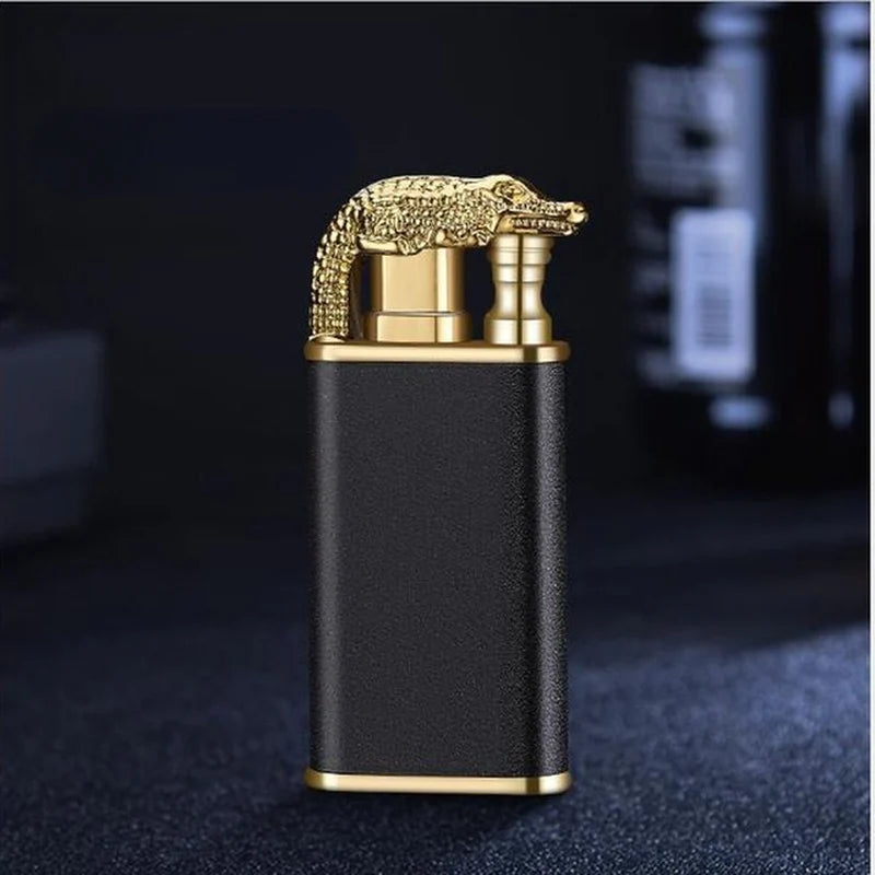 Dropshipping VIP Link Creative Dragon Double Fire Lighter Jet Flame Open Fire Windproof Inflatable Crocodile Lighter Men'S Gift