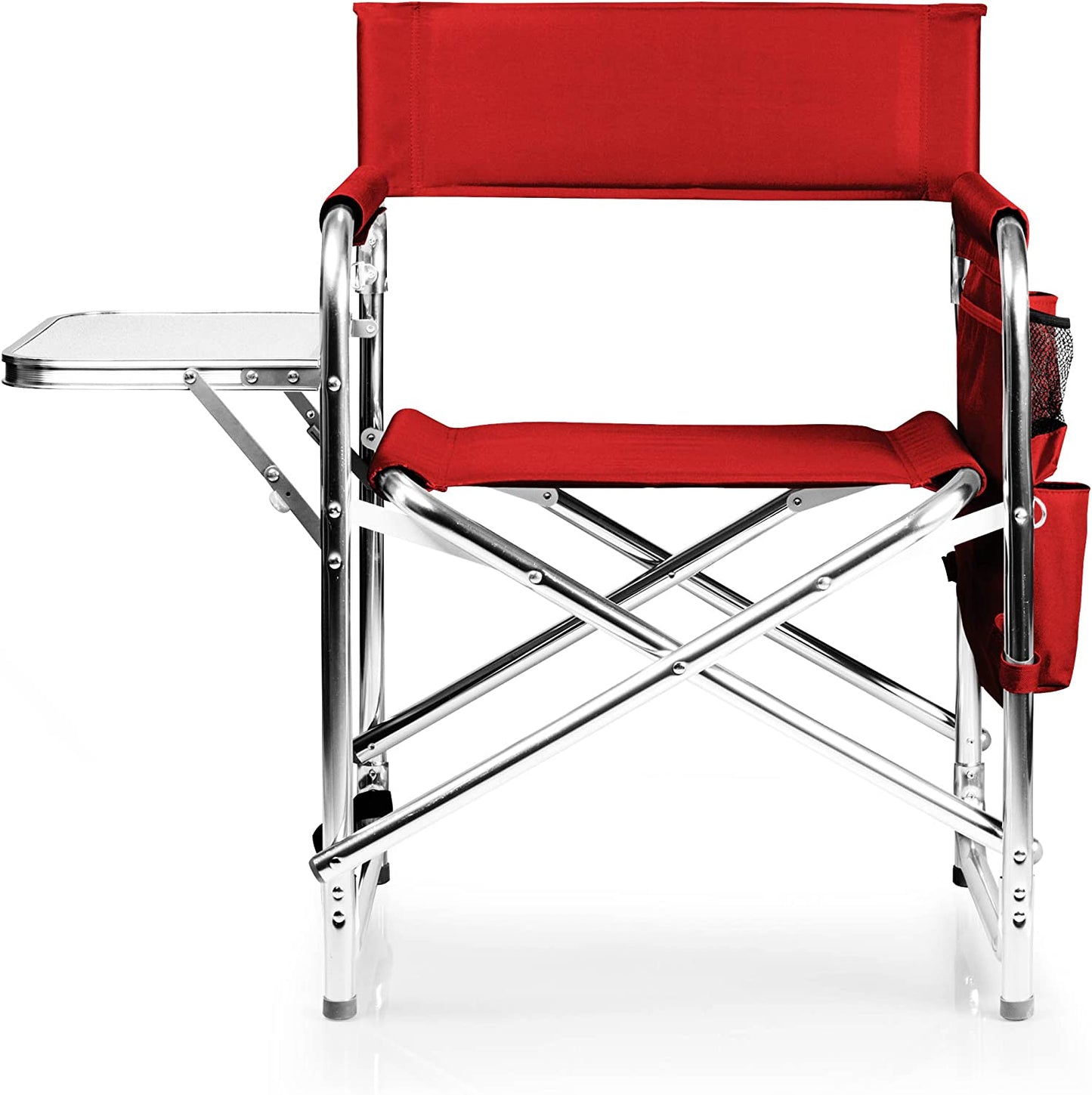 Ultimate Red Sports Chair with Built-in Side Table - Perfect for Camping and Beach Adventures!