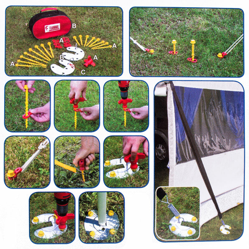Fiamma 27-Piece Awning Pegs and Ground Anchor Set for RVs