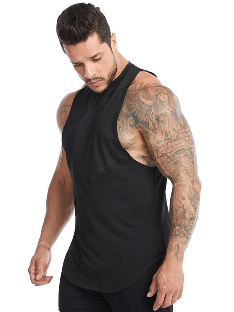 Men'S Plain round Neck Sports Vest, Quick Drying Breathable Loose Tank Top, Mens Clothing, Men'S Sportswear for Indoor Outdoor Running