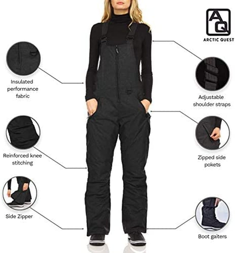 Women's Insulated Waterproof Ski Snow Bibs and Snowboarding Overalls