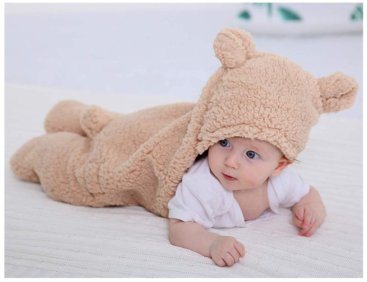 Cute Newborn Baby Boys Girls Blankets Plush Swaddle Blankets Brown